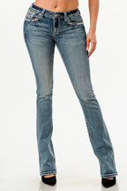 Americana Wing Modify Mid Rise Bootcut Embroidered Jeans Grace in LA