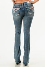 Americana Wing Modify Mid Rise Bootcut Embroidered Jeans Grace in LA