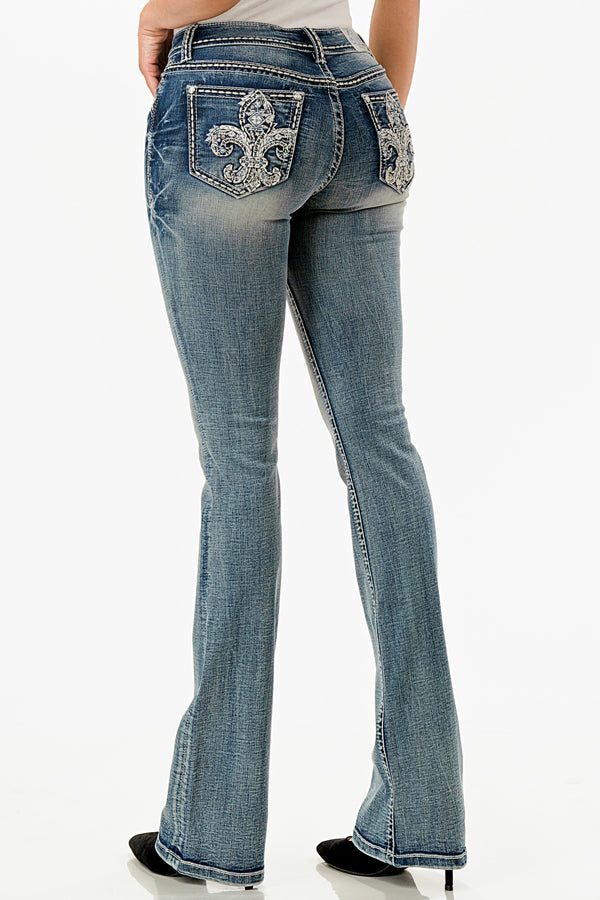 Flu De Lee Embroidery Bootcut Jeans
