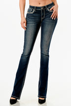 Silver Western Heart Embroidered Pocket Jeans