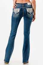 Lunar Dreamcatcher Rhinestone Pocket Jeans Grace in LA - Denim
