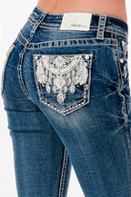 Lunar Dreamcatcher Rhinestone Pocket Jeans