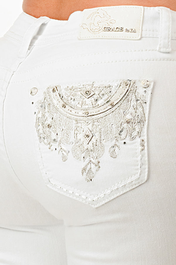 Lunar Dreamcatcher White Bootcut Jeans