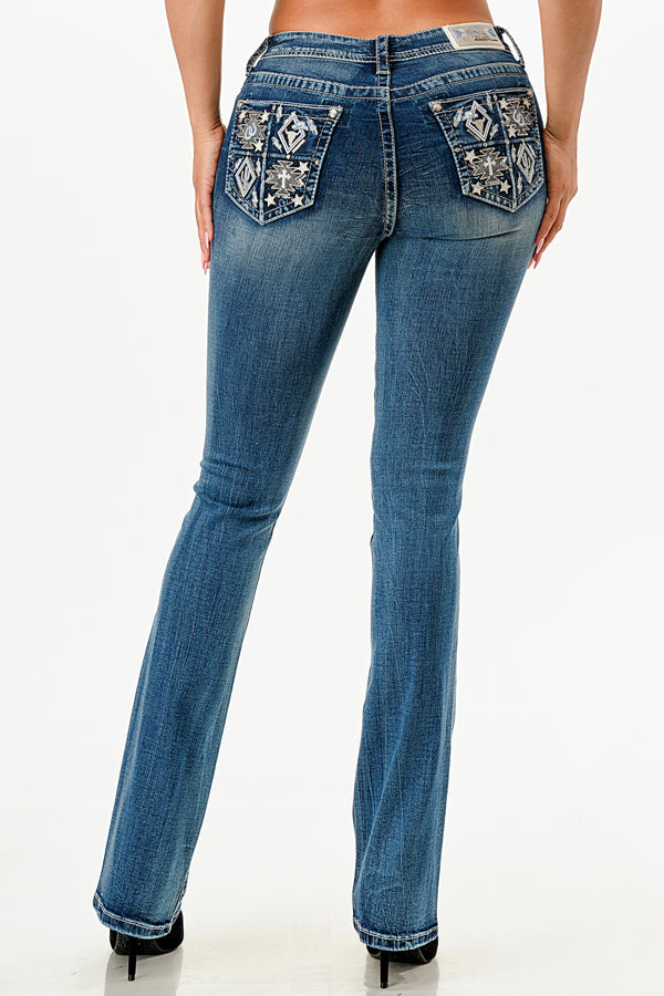 Four Corners Rodeo Embroidered Bootcut Jeans Grace in LA - Denim