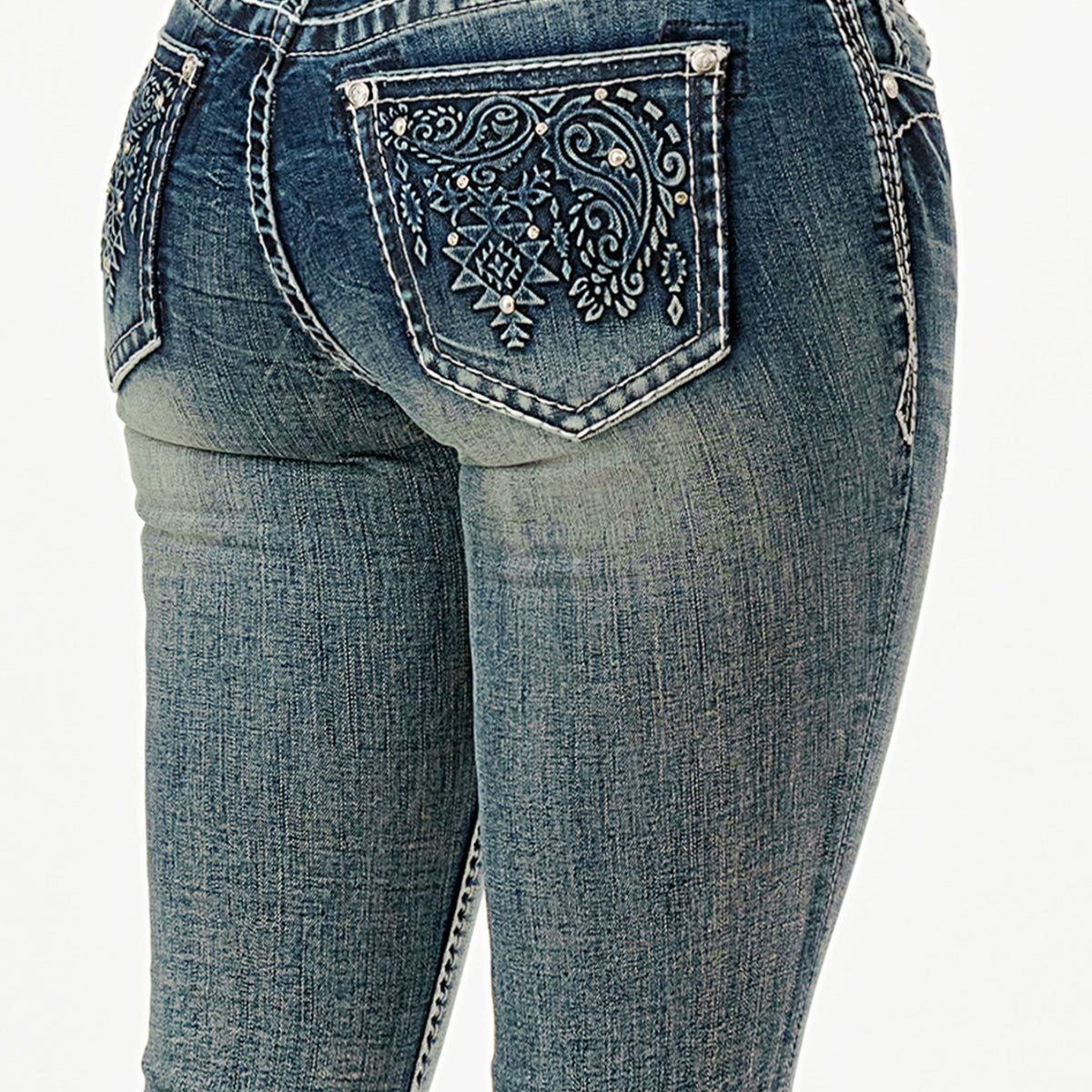 Paisley Embellished Rhinestone Jeans