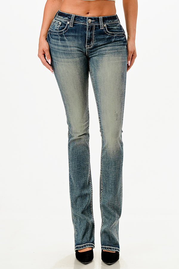 Paisley Embellished Rhinestone Jeans