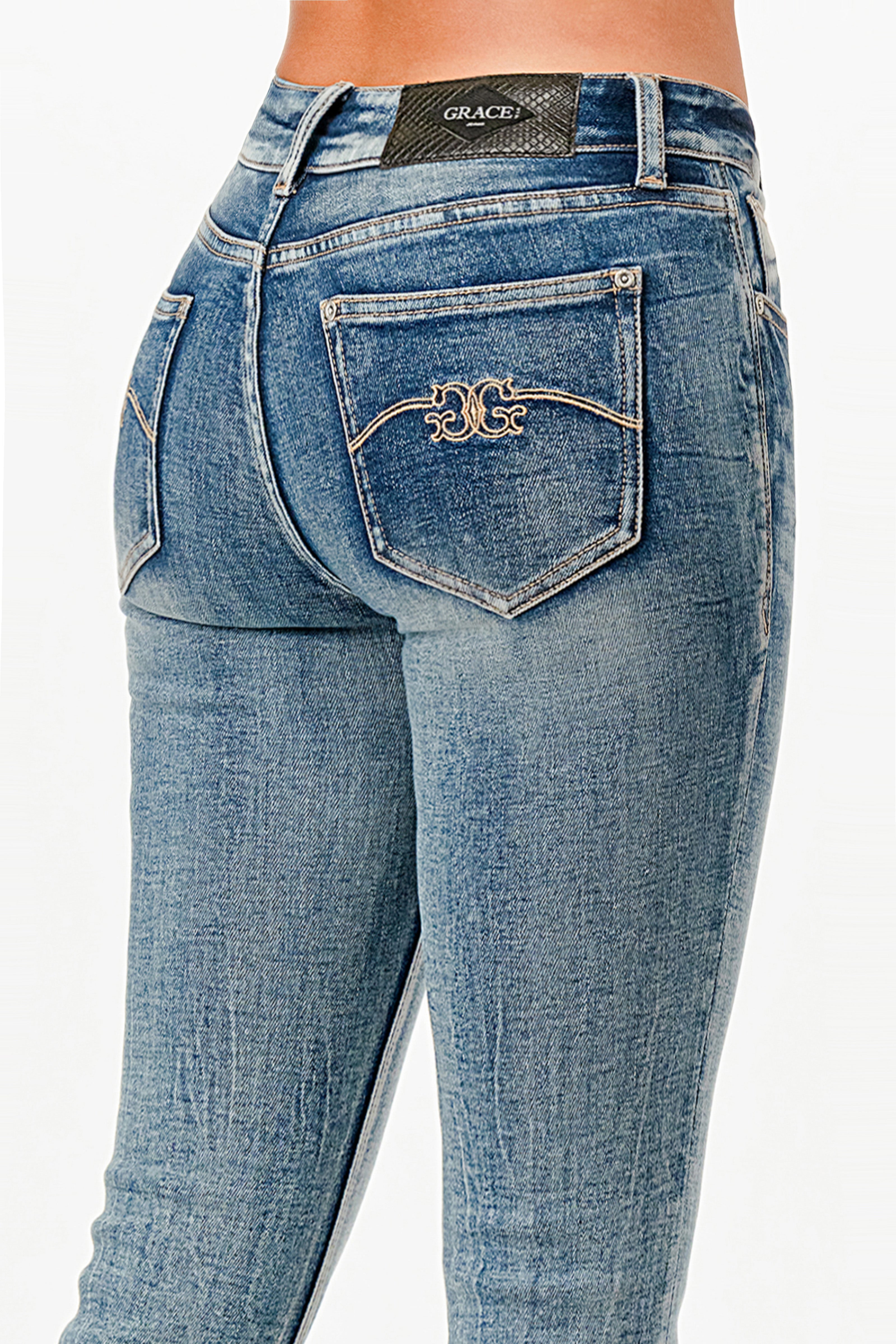 Double "G" Embroidered Mid Rise Bootcut Jeans