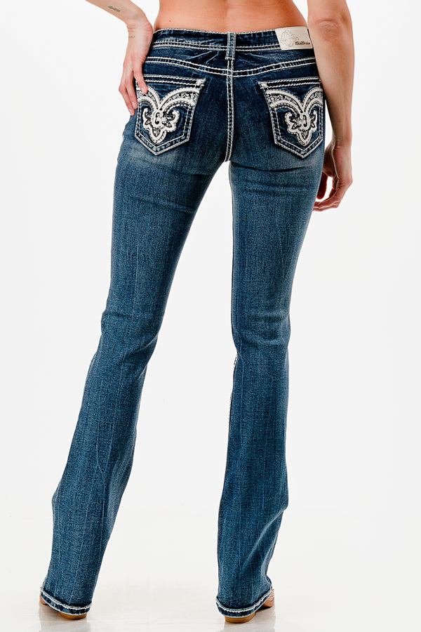 "G" Embroidery Bootcut Jeans