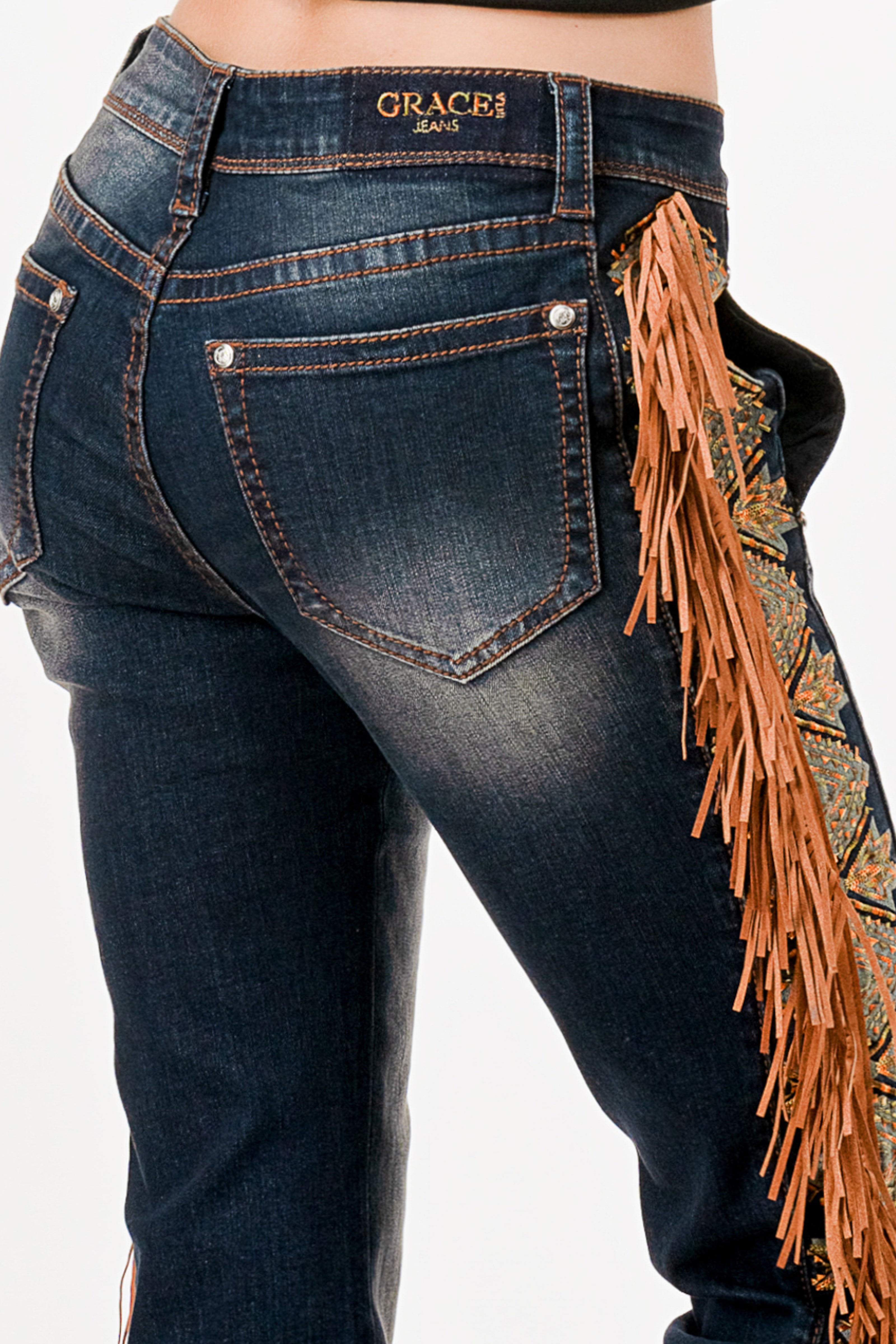 Tassel Trim Cowgirl Jeans Grace in LA