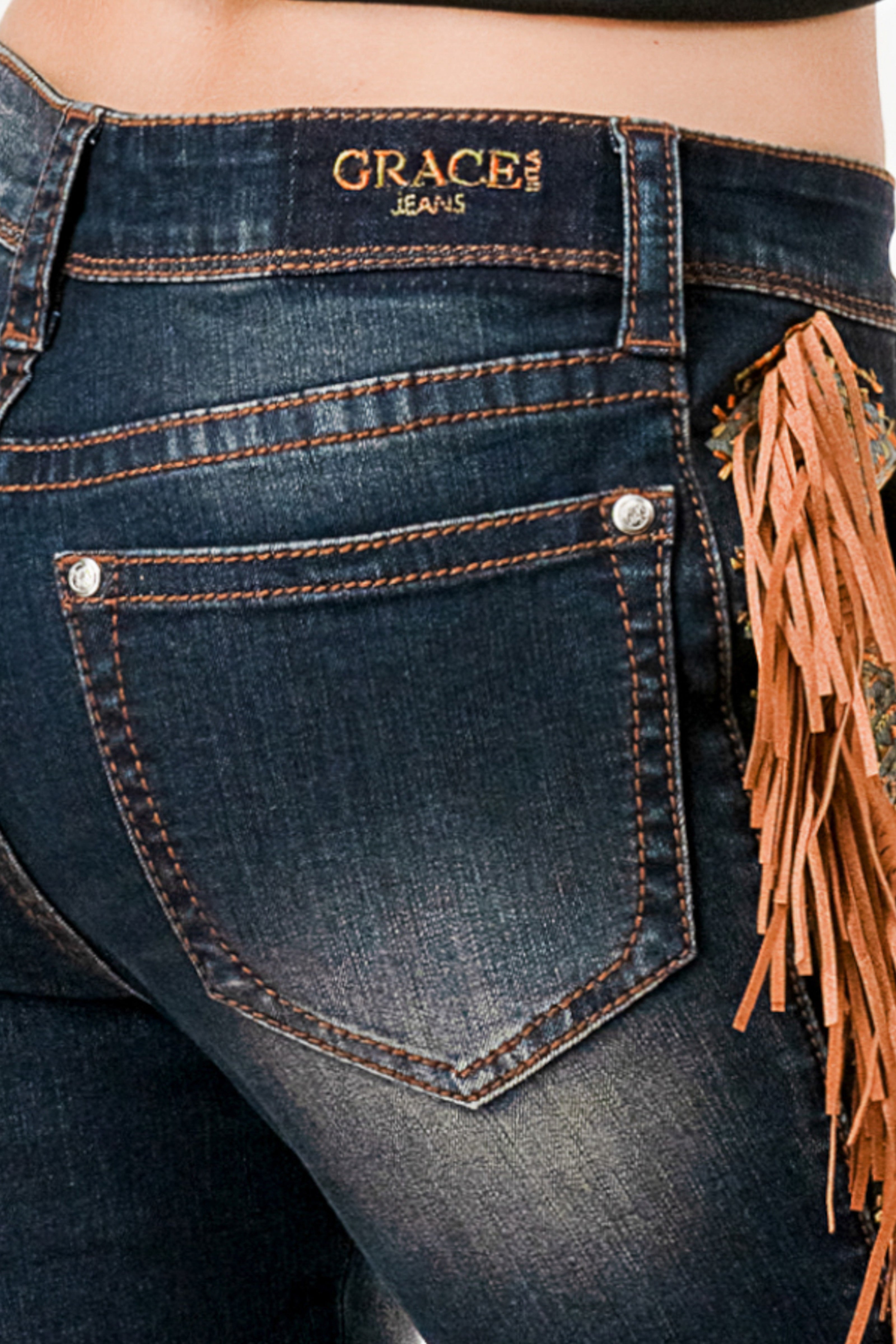 Tassel Trim Cowgirl Jeans Grace in LA