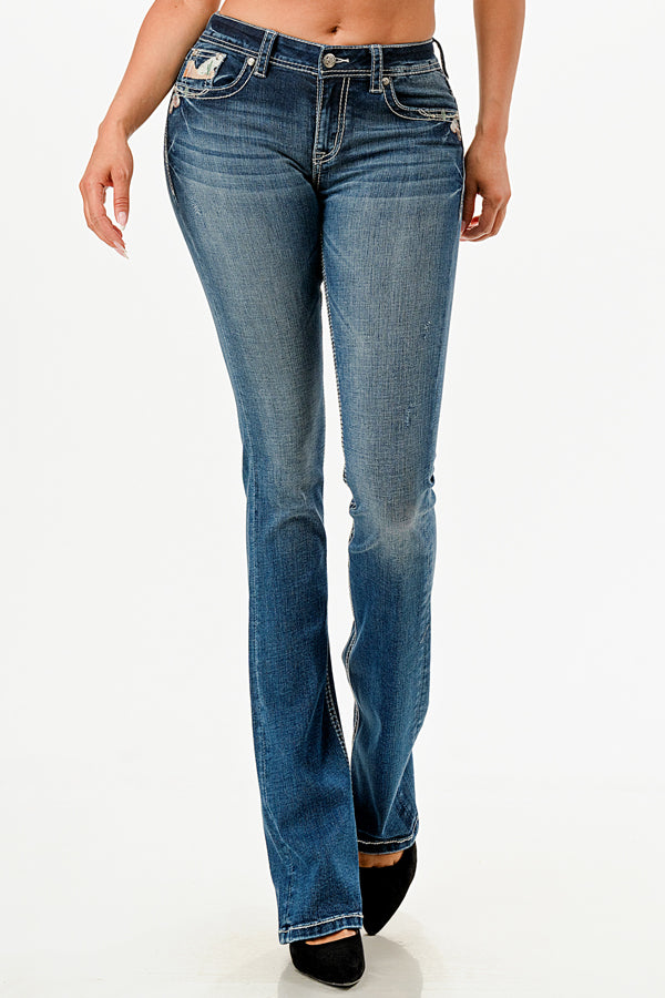 Steer Head Women Mid Rise Bootcut Jeans