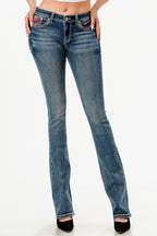 American Steer Head Embellished Bootcut Jeans Grace in LA - Denim