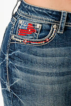 American Steer Head Embellished Bootcut Jeans Grace in LA - Denim