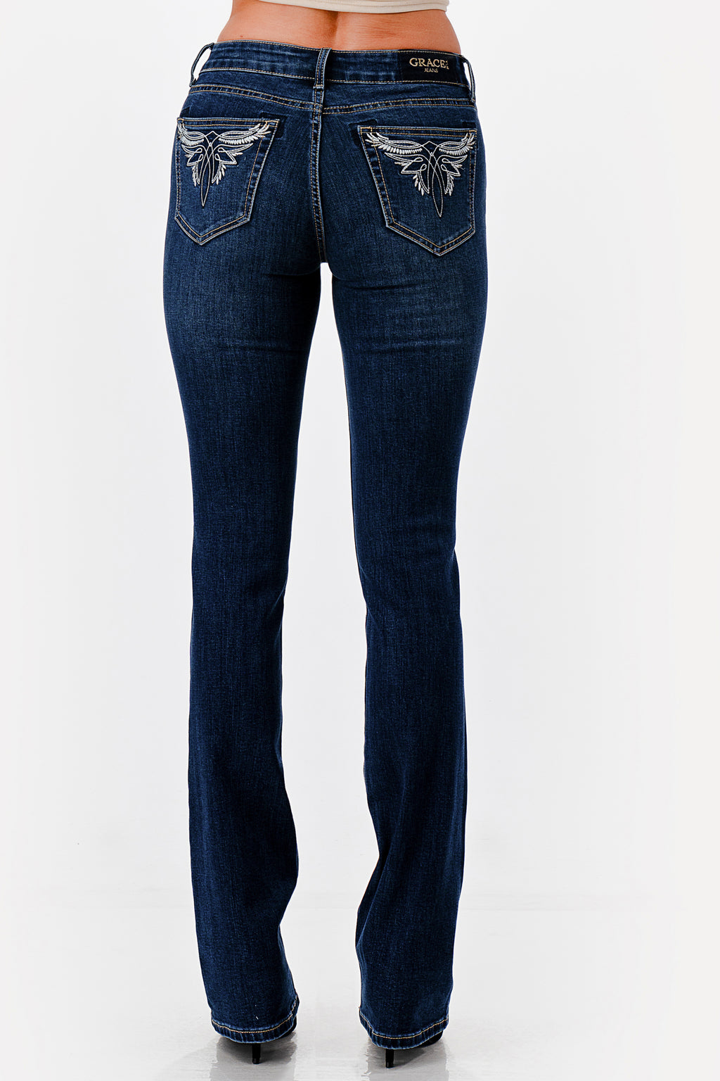 Wing Emboridery  Bootcut Jeans