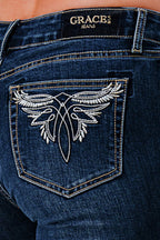 Wing Emboridery  Bootcut Jeans