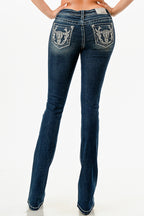 Steer Head Embroidery Bootcut Jeans