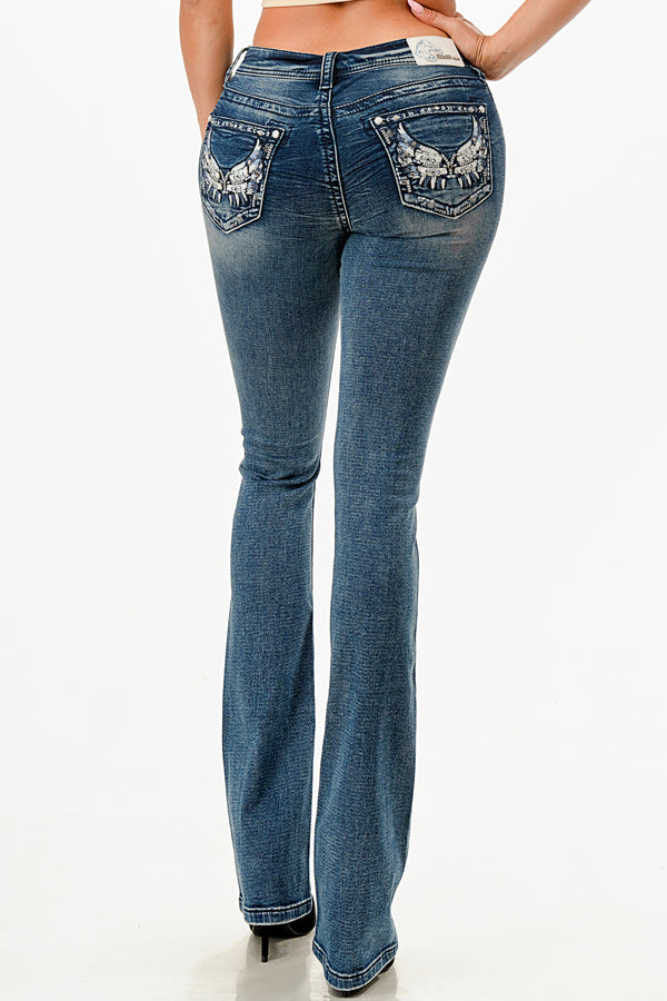 Wing Mid Rise Bootcut Soft Denim Jeans