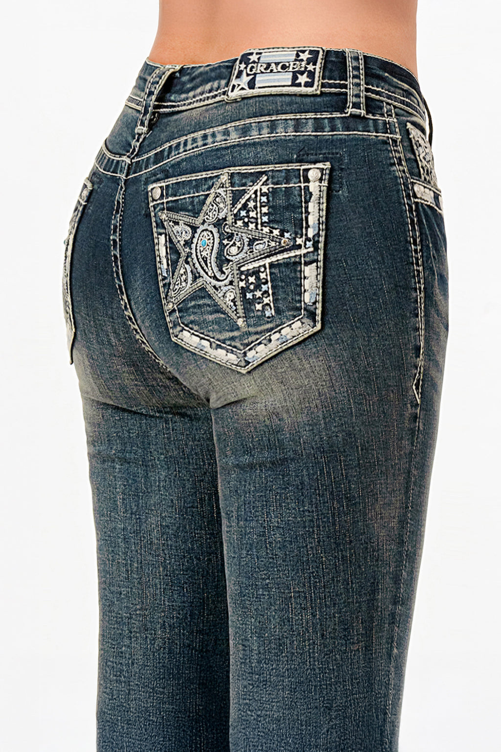 Double Stars Embellished Jeans Grace in LA