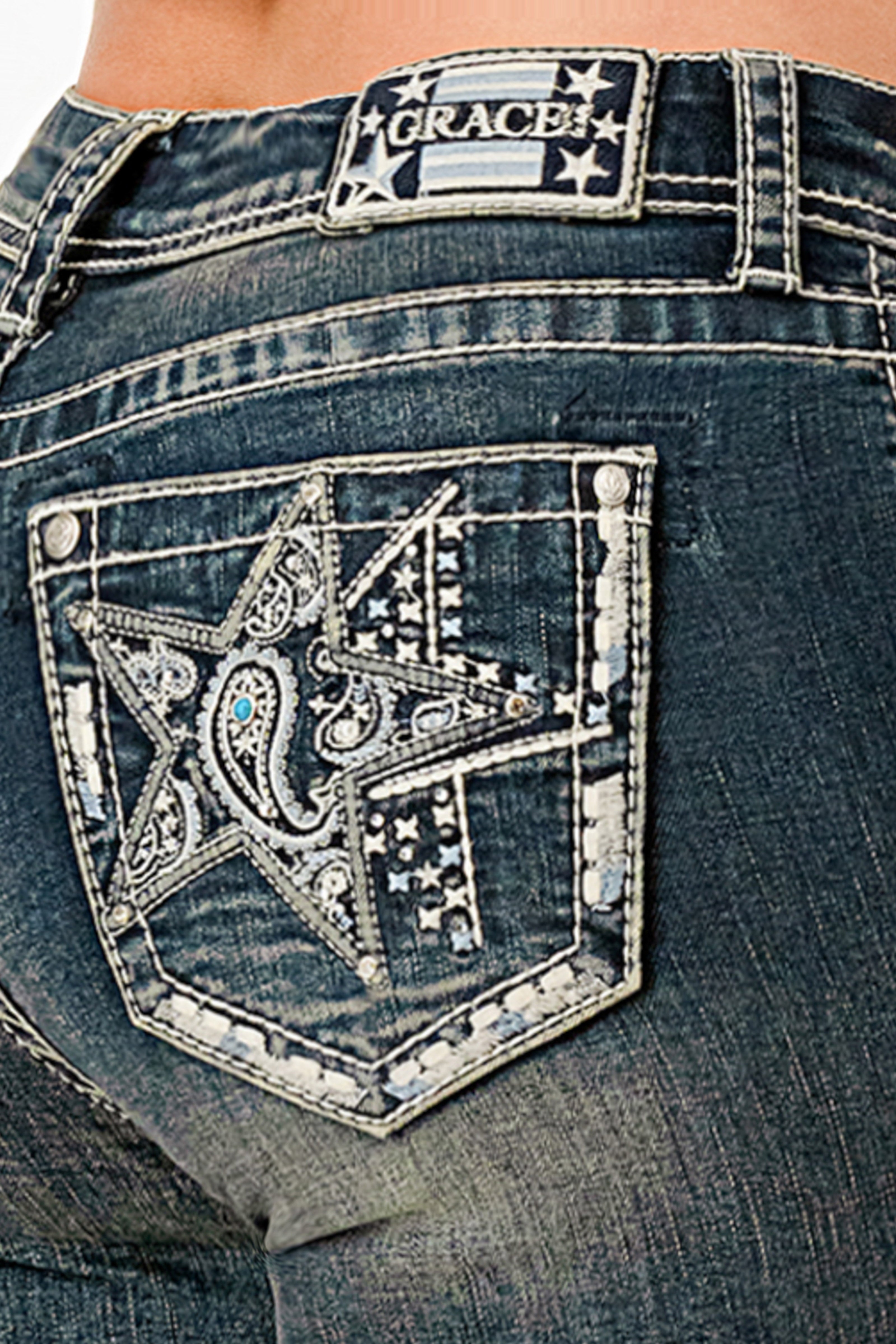 Double Stars Embellished Jeans Grace in LA