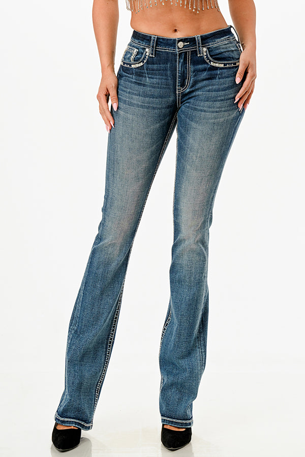 Steer Head Mid Rise Bootcut Recycle Fabric Jeans