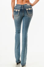 Western Concho Belt Mid Rise Embellished Jeans