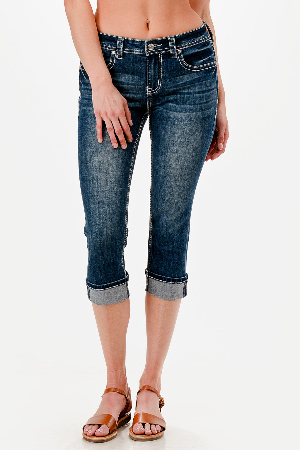 Flu De Lee Modify 3D Mid Rise Capri Jeans
