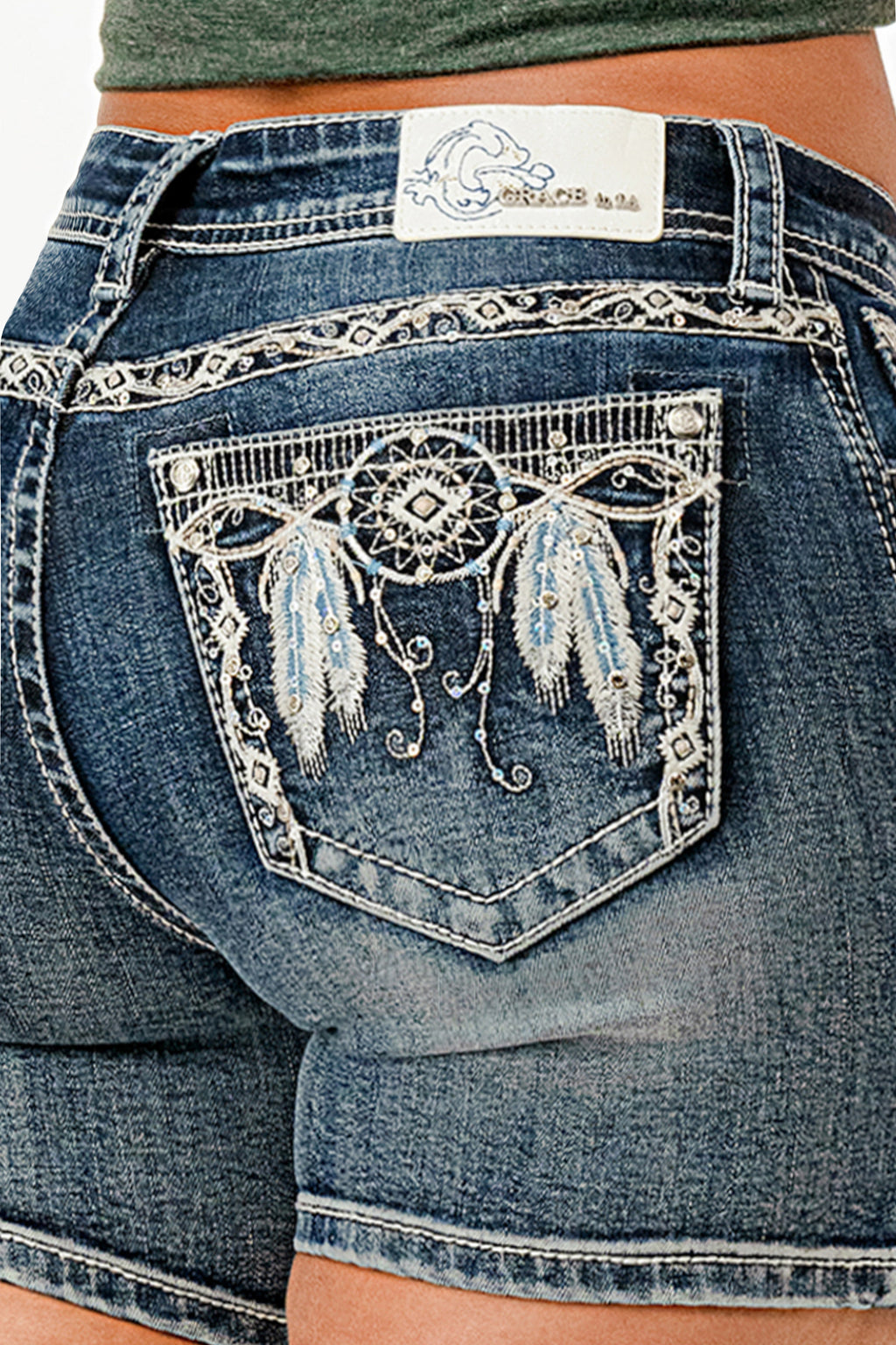 Dream Catcher Mid Rise Denim Shorts