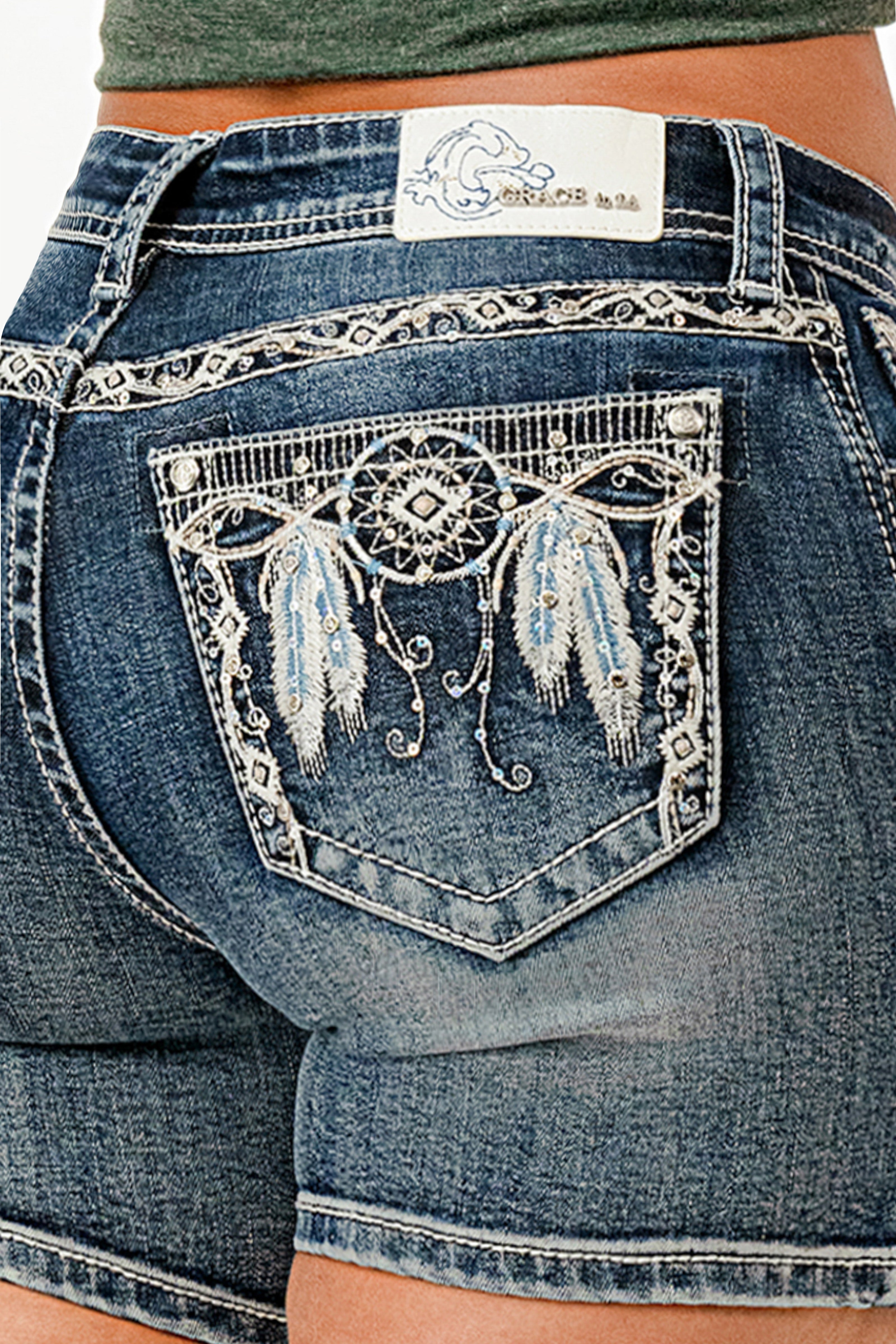 Dream Catcher Mid Rise Denim Shorts