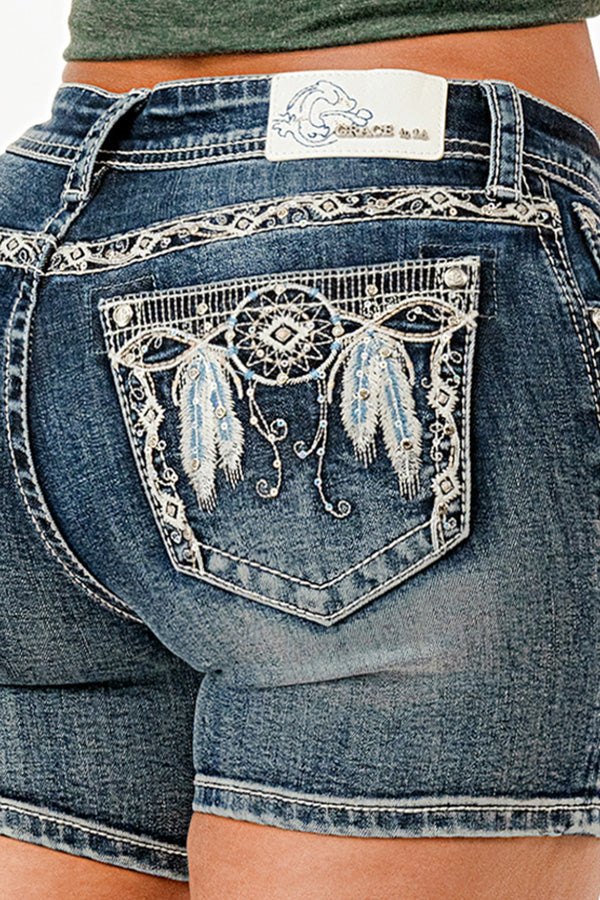 Dream Catcher Modify Mid Rise Denim Shorts