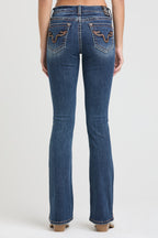 Western Embroidery Hem Detail Flare Jeans