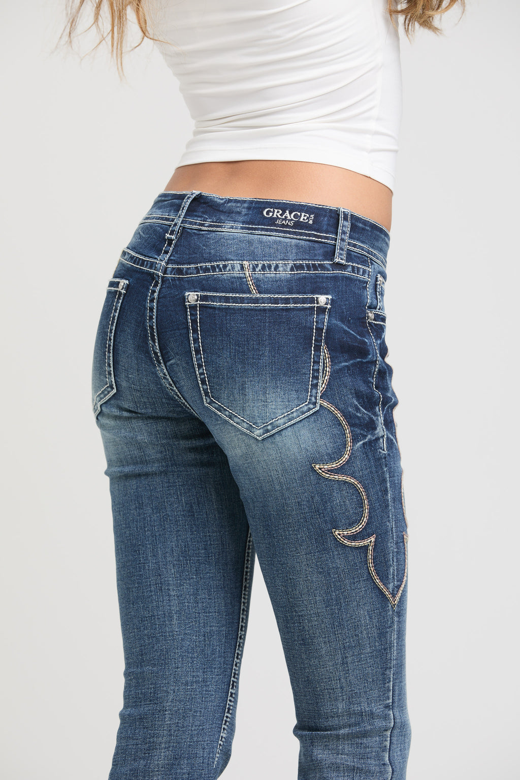 Bug Toe Western Side Detail  Flare Jeans