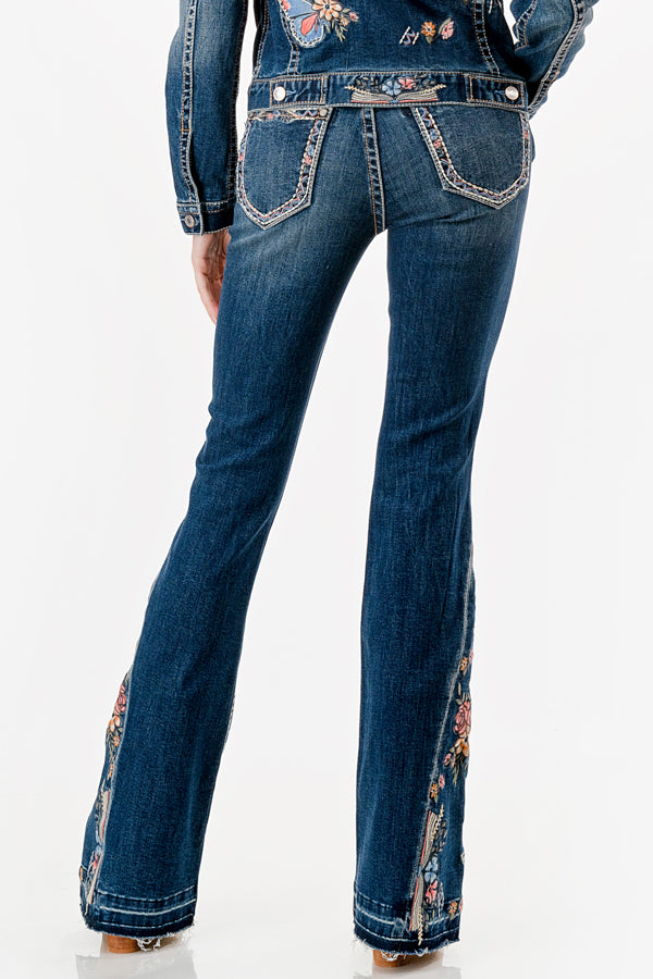 Butterfly Embroidered Boho Detail  Flare