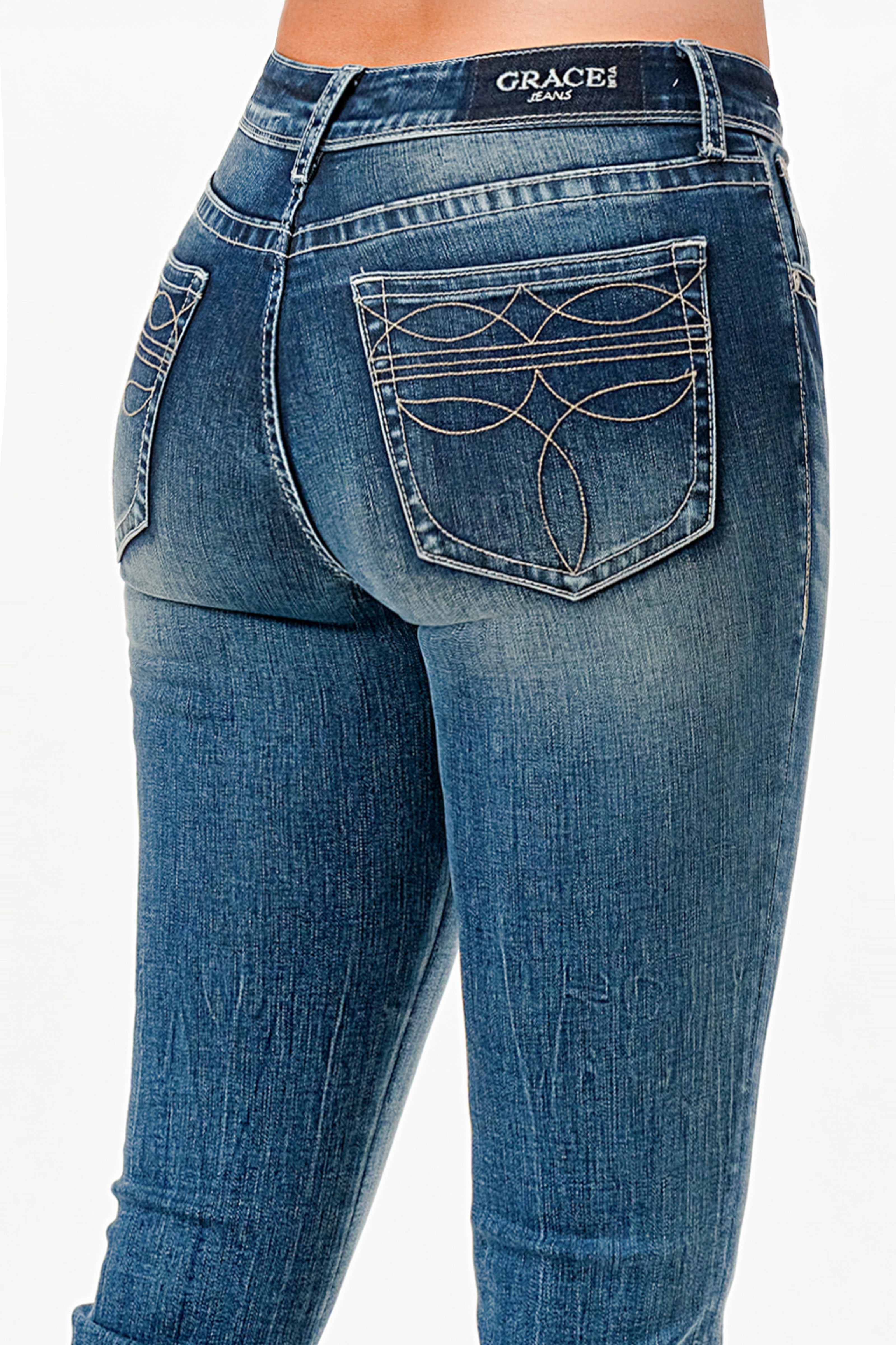 Western Lines Mid Rise Flare Jeans Grace in LA - Denim