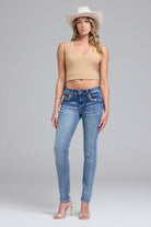 Butterfly Embroidery Denim Skinny Jean Grace in LA