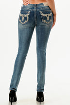 Steer Head Modify Simple Stitches Mid Rise Skinny Jeans