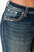 Steer Head Modify Simple Stitches Mid Rise Skinny Jeans