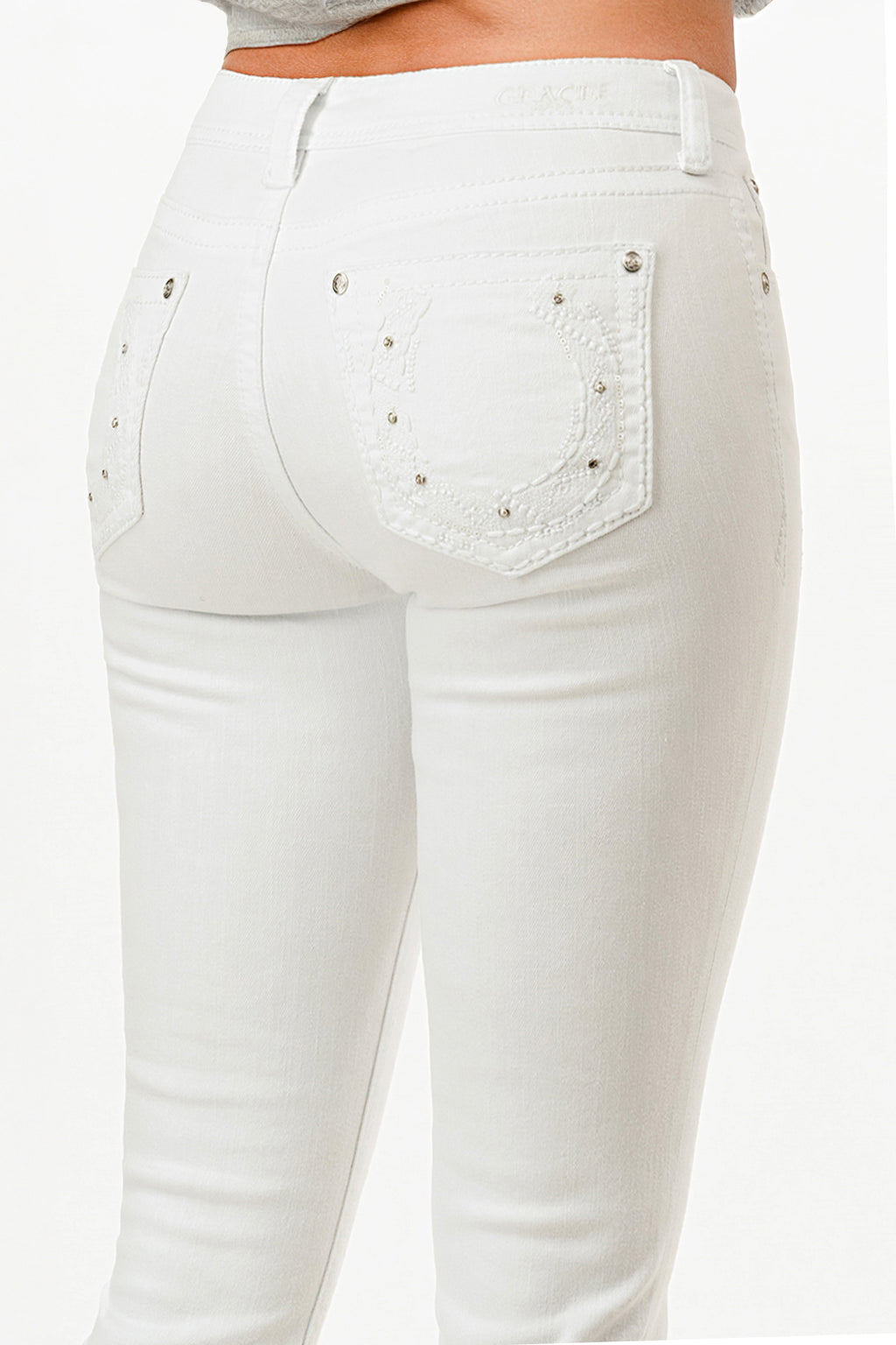 Western Stitch Horseshoe Motif Mid-Rise Skinny Jeans Grace in LA - Denim