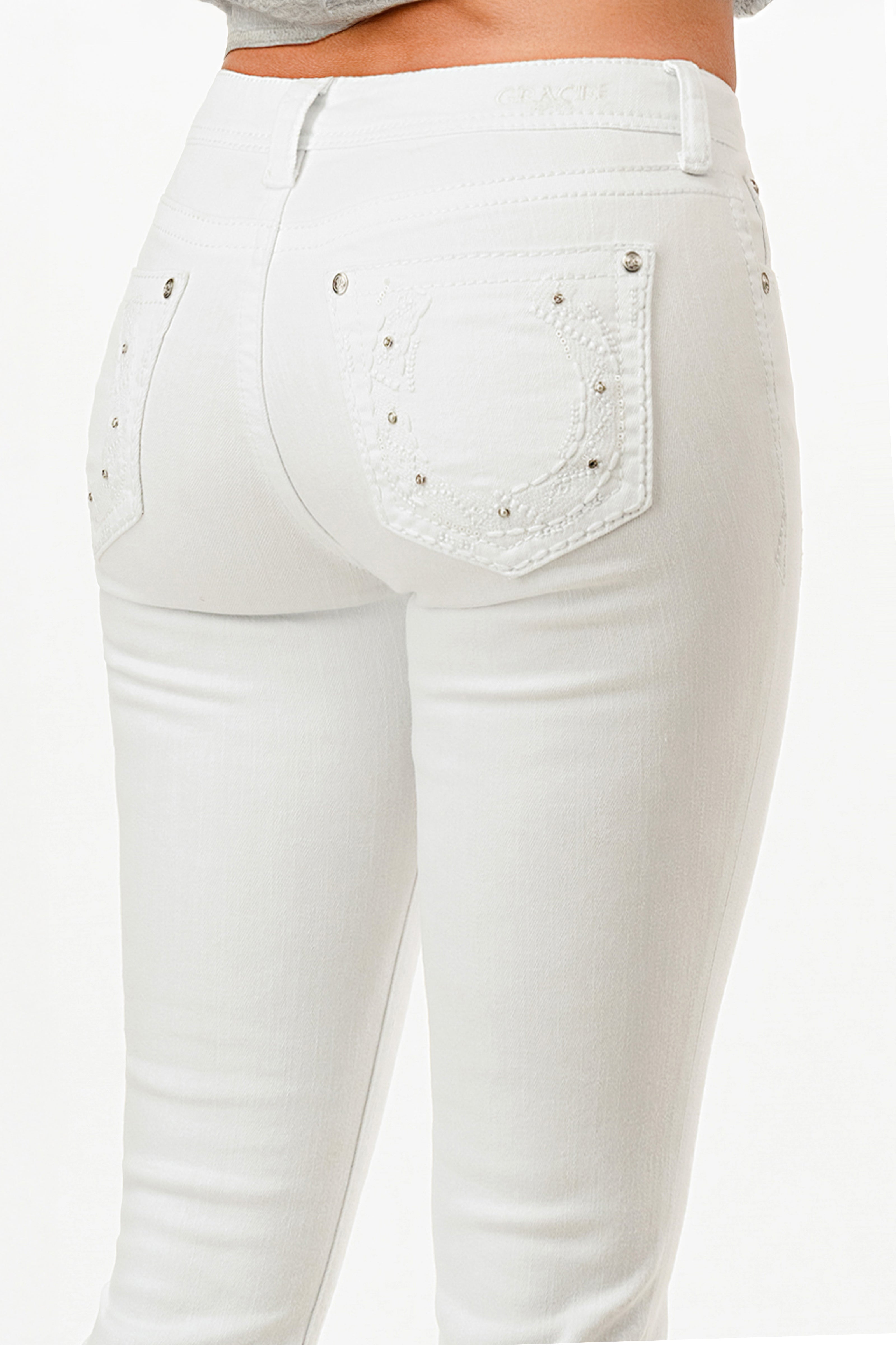 Western Stitch Horseshoe Motif Mid-Rise Skinny Jeans Grace in LA - Denim