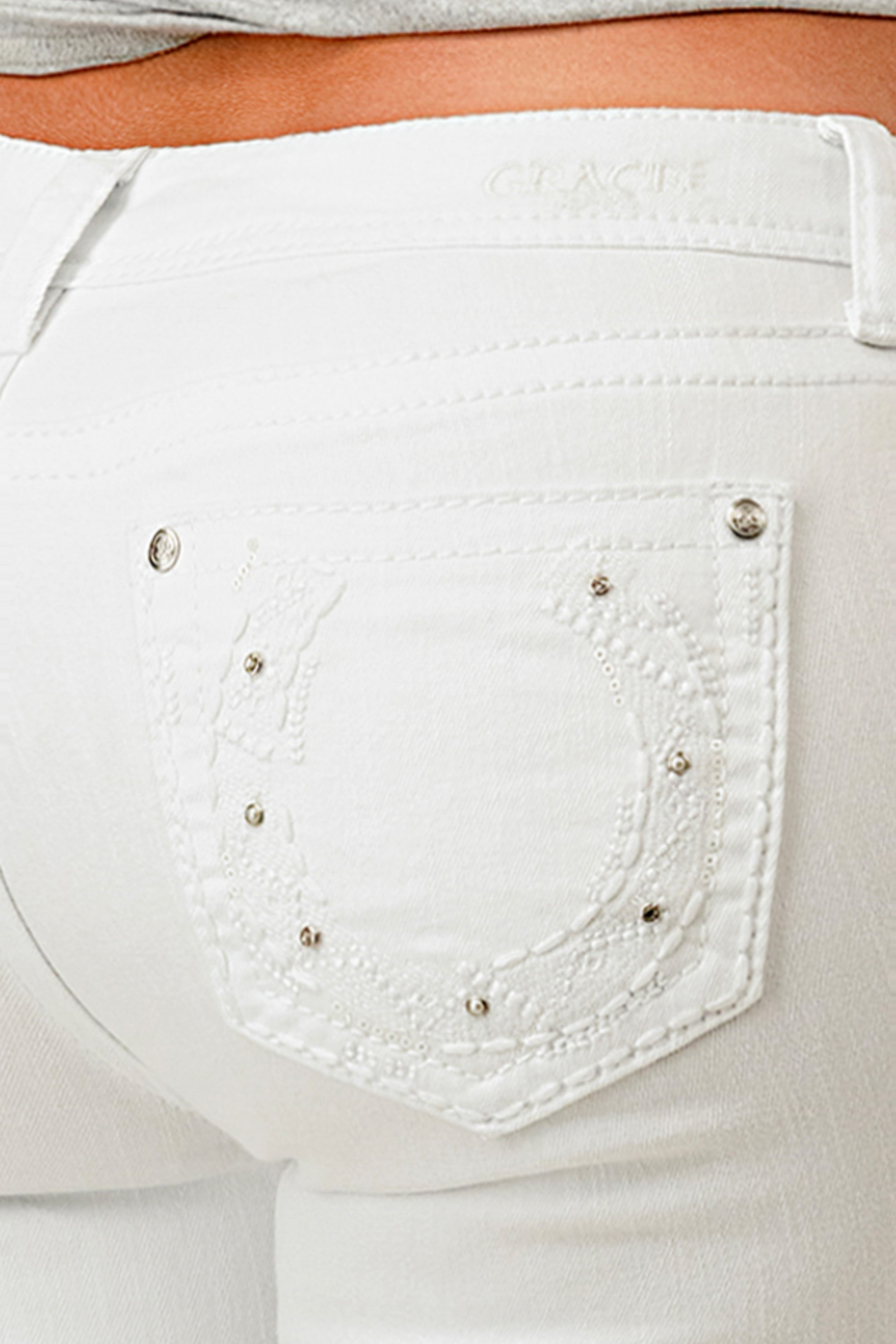 Western Stitch Horseshoe Motif Mid-Rise Skinny Jeans Grace in LA - Denim
