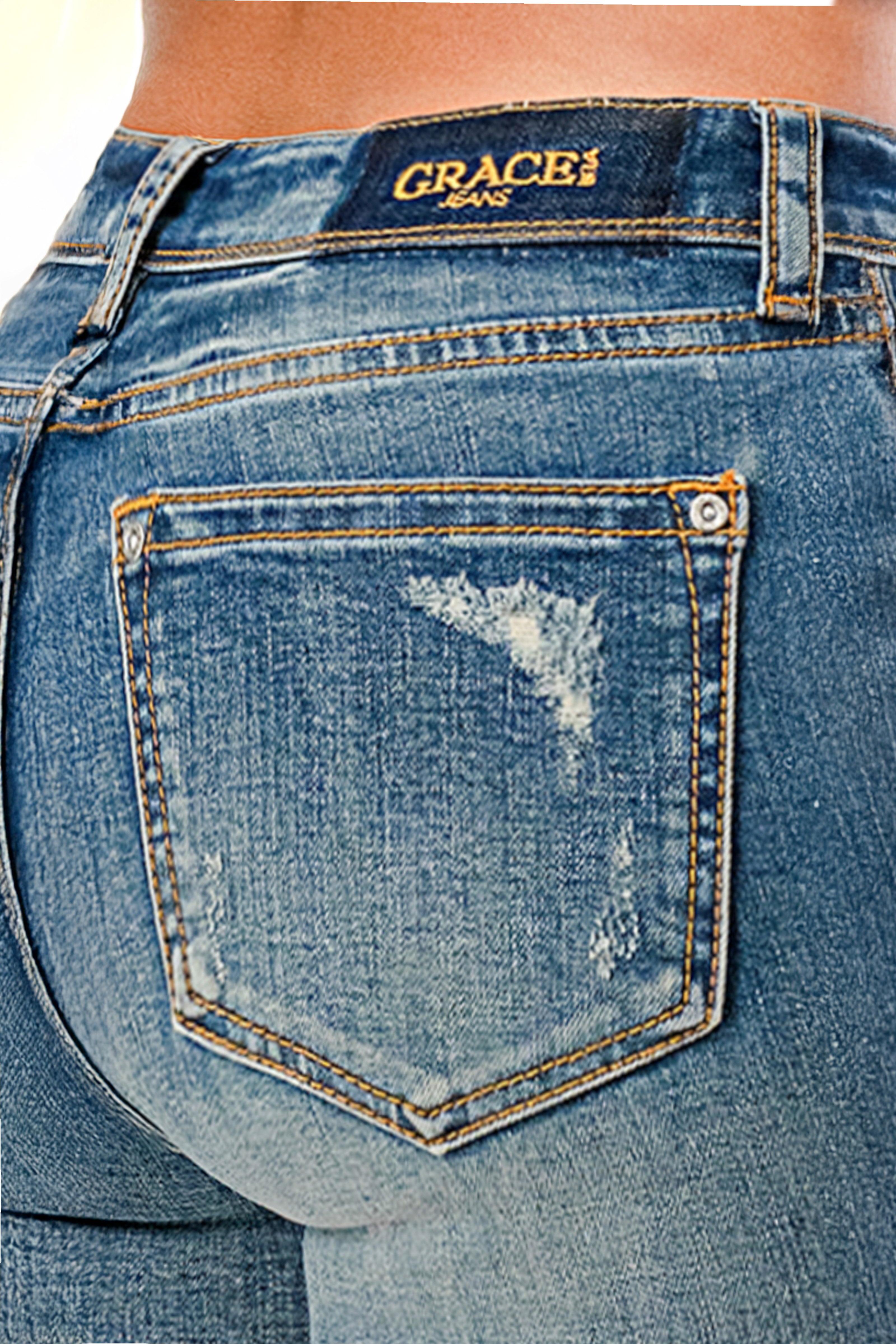 Basic 5 Pockets Soft Denim Mid Rise Skinny Jeans Grace in LA