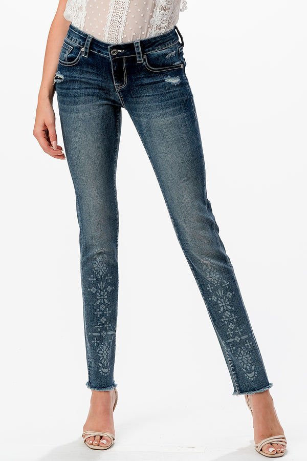 Basic 5 Pockets Light Blue Mid Rise Skinny Jeans