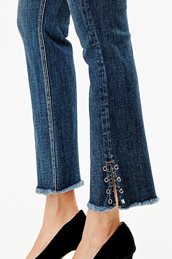 Rivets Hem Detail Straight Leg Jeans