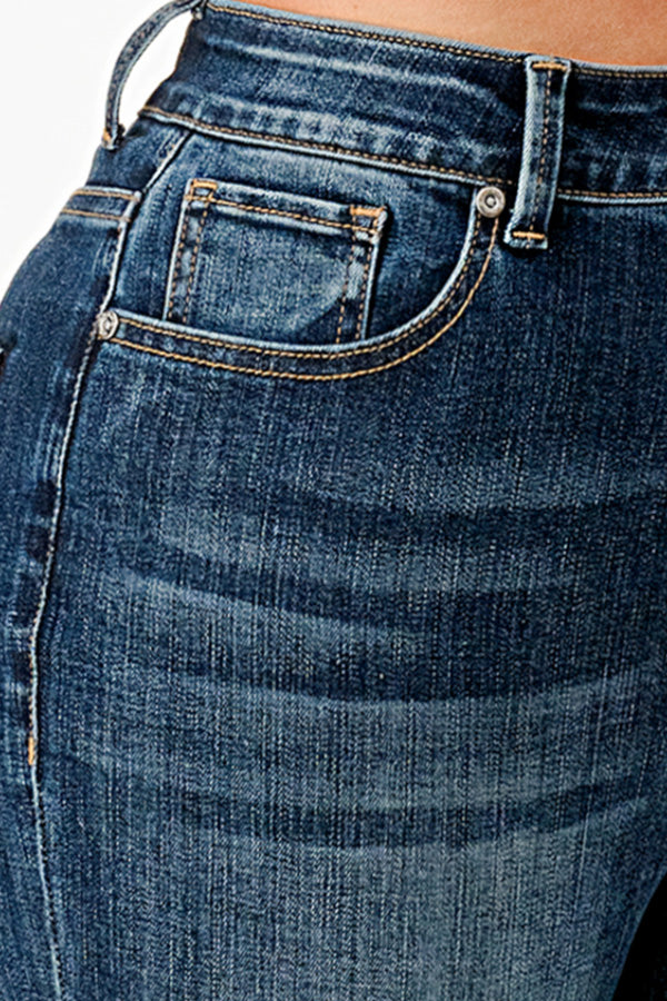 Rivets Hem Detail Straight Leg Jeans