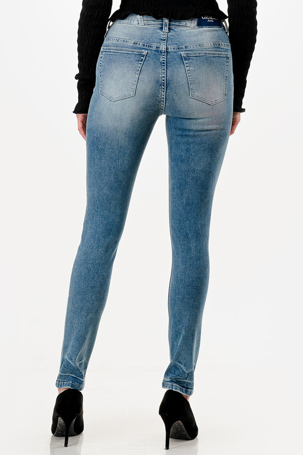 Cutting Detail Straight Leg Jeans