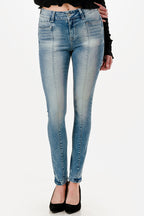 Cutting Detail Straight Leg Jeans