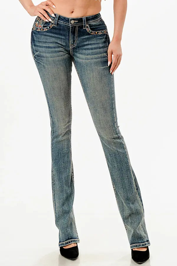 Mushroom Garden Mid Rise Bootcut Jeans