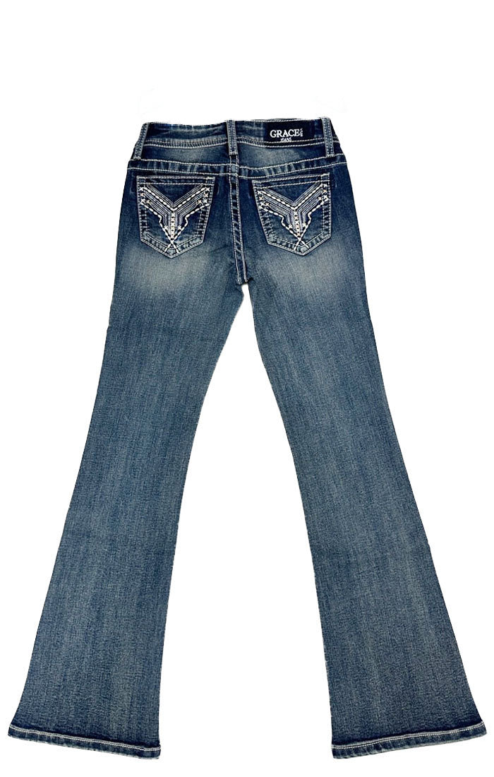 Heavy Stitches Embroidery Girls Bootcut Jeans