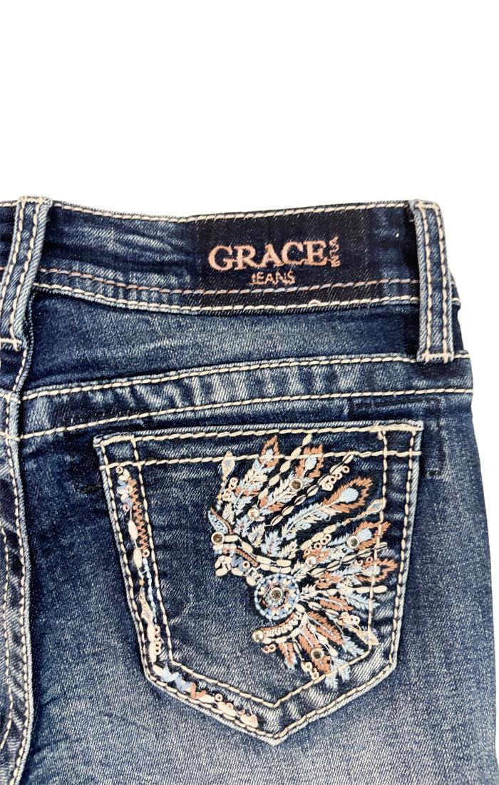 Indian Modify Embroidery Girls Bootcut Jeans