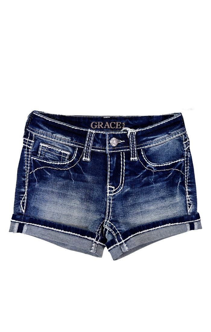 Border Embroidery  Girl Denim Short Grace in LA