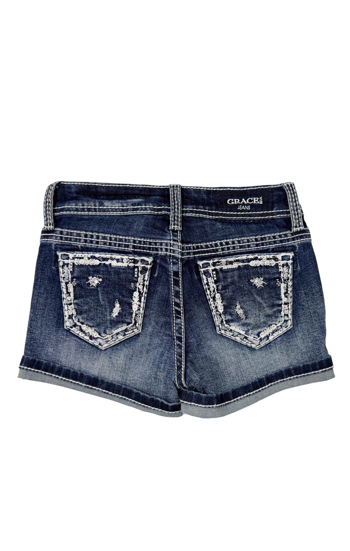 Border Embroidery  Girl Denim Short Grace in LA